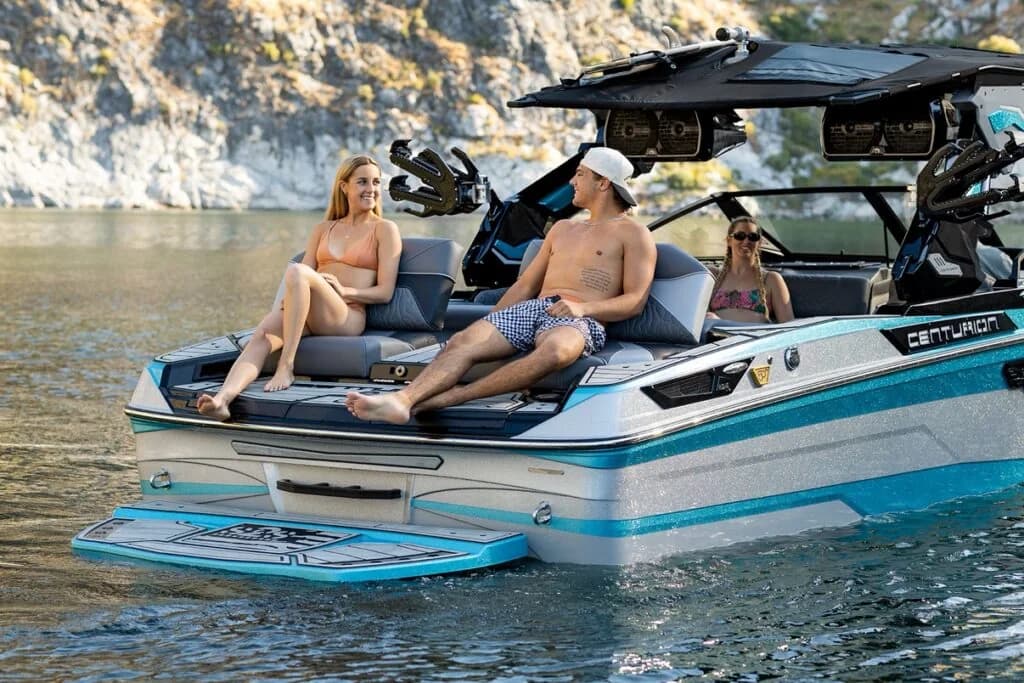 Wake surfing on Lake Wakatipu, Queenstown